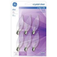 GE 6PK 25W CANDLE BULB