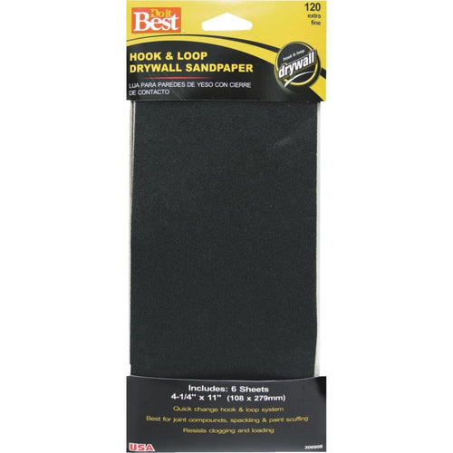 Do it Best 120 Grit 4-1/4 In. x 11 In. Hook and Loop Drywall Sandpaper (6-Pack)