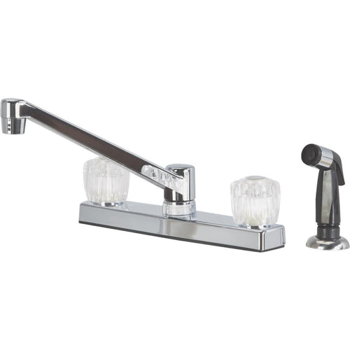 Home Impressions Dual Handle Nonmetallic Knob Kitchen Faucet with Side Spray, Chrome