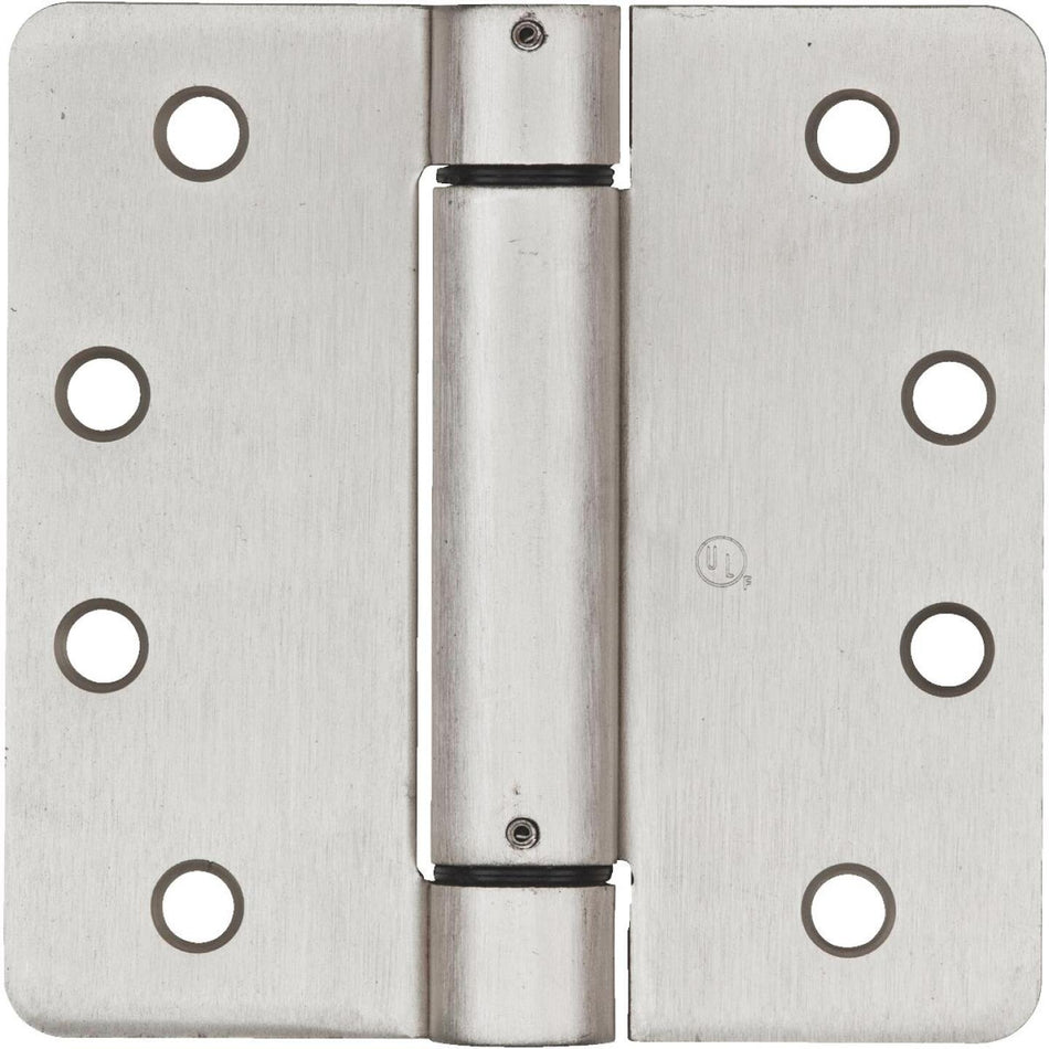 National 4 In. Satin Nickel 1/4 In. Radius Spring Door Hinge