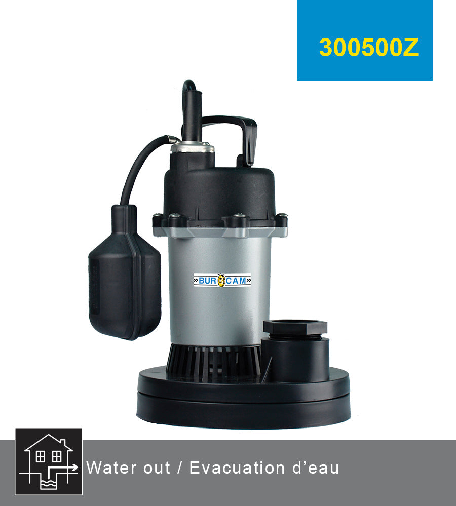 Burcam  1/3 hp 3000 gph 115 V Thermoplastic Submersible Submersible Pump