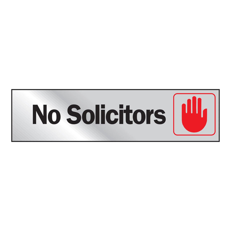 HY-KO  No Solicitors Metal Sign - Self Adhesive - 2" X 8"