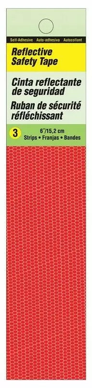 Hy-Ko 3 Reflective Safety TAPE Strips RED Self Adhesive Stickers 6.5"x1.5"