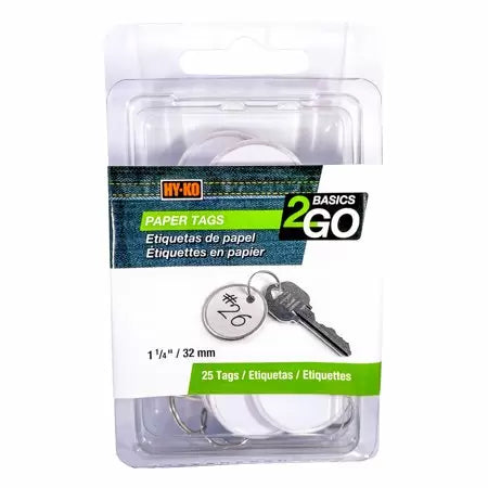 Hy-ko Products Paper Id Tags W/ring, Size 1-1/4"