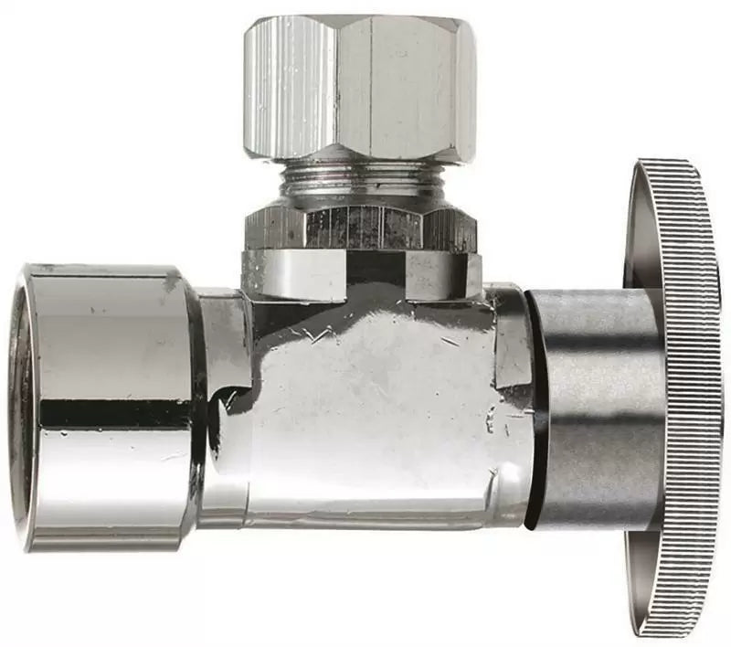 Plumb Pak Turn Angle Shut-Off Valve Chrome Plated 1/4" x 1/2" x 3/8"