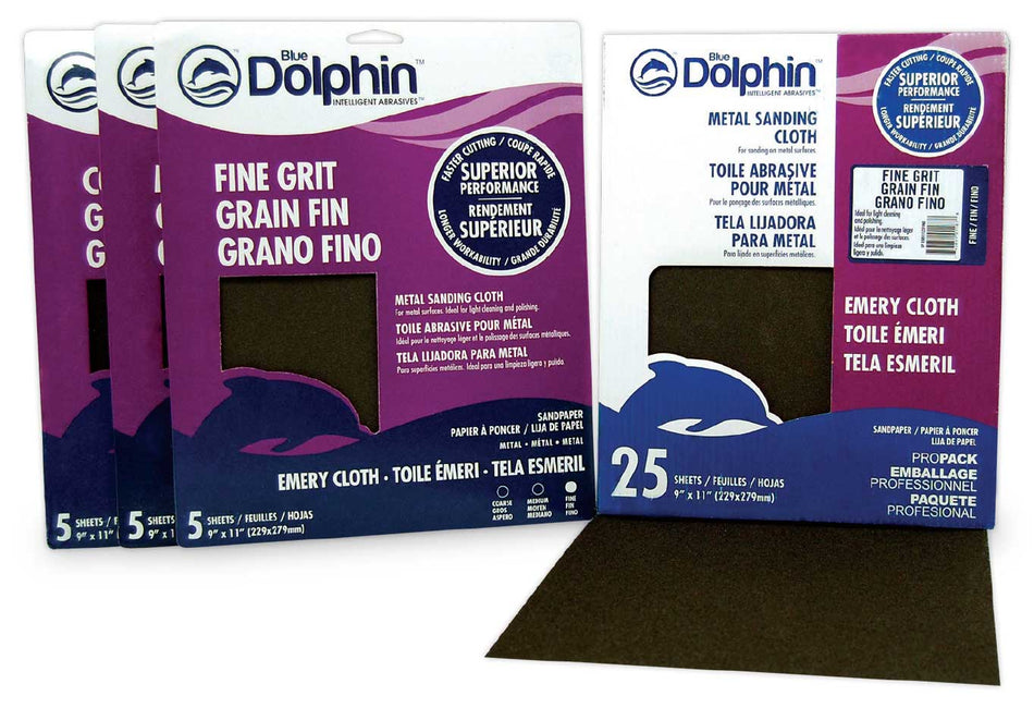 Linzer Blue Dolphin Emery Cloth Medium 9" x 11" 25 Pack