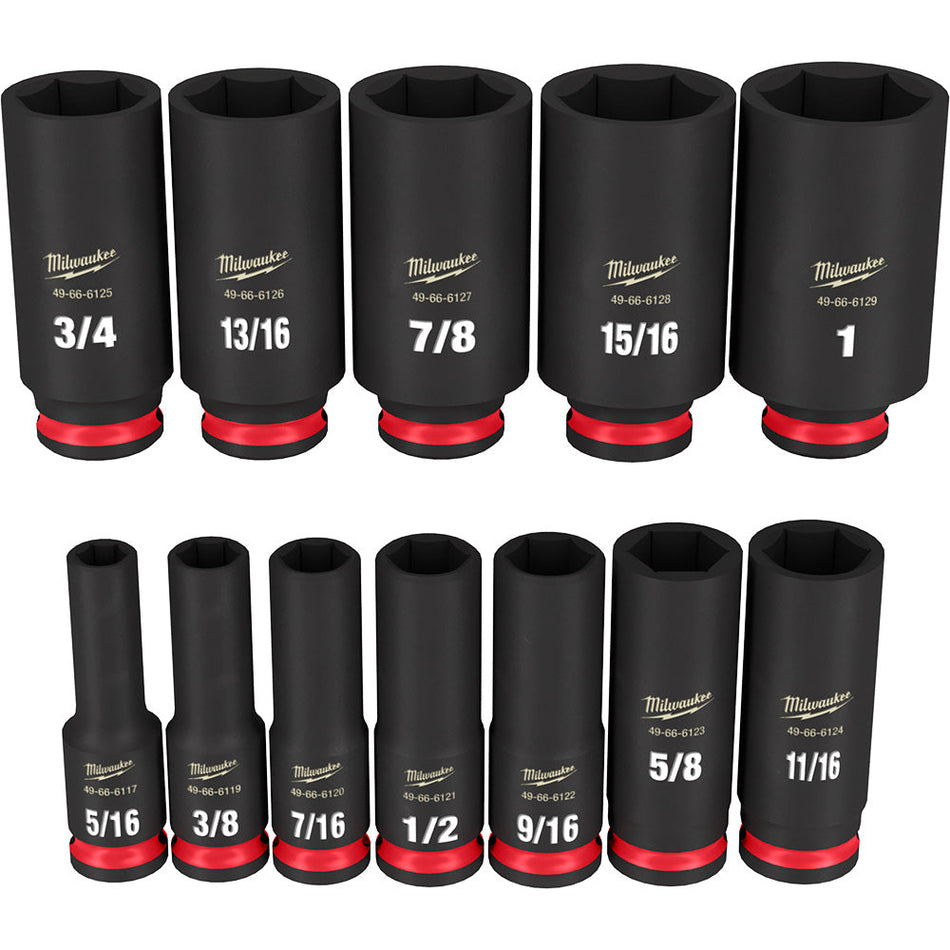 12PC SHOCKWAVE™ Impact Duty™ 3/8" Drive SAE Deep 6 Point Socket Set
