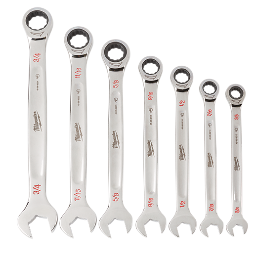 Milwaukee 7pc Ratcheting Combination Wrench Set - SAE