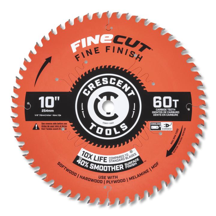 Crescent 10" x 60-Tooth FineCut™ Fine Finishing Circular Saw Blade