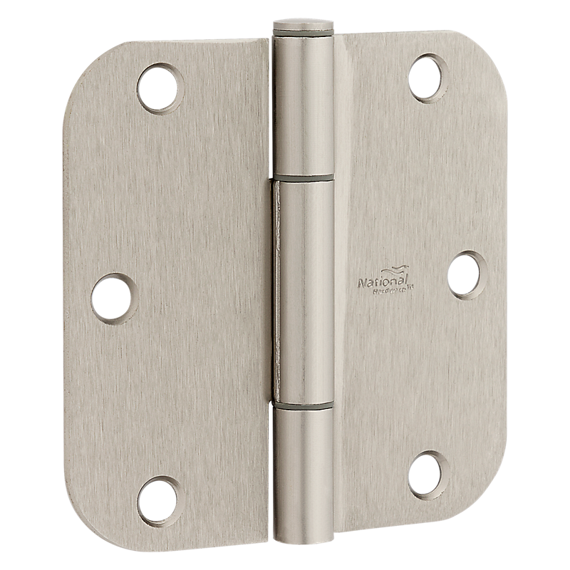 National Hardware Squeak Guard Door Hinges 5/8 In. Radius Round Corners 3.5", Satin Nickel