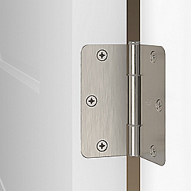 National Hardware Squeak Guard Door Hinges 5/8 In. Radius Round Corners 3.5", Satin Nickel