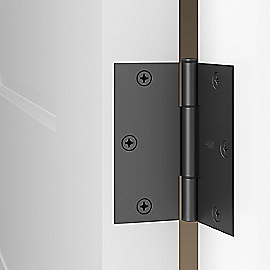 National Hardware Squeak Guard Door Hinges Square Corner 3.5", Matte Black