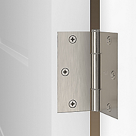 National Hardware Squeak Guard Door Hinges Square Corner 3.5", Satin Nickel