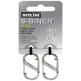 S-Biner Carabineer Clip, #1, Stainless Steel, 2-Pk.
