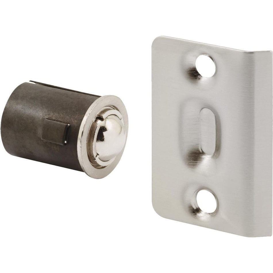 Prime-Line 3/4 In. x 1-3/16 In. Satin Nickel Drive-In Ball Bullet Catch & Strike