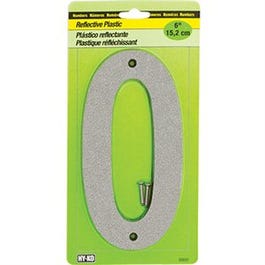 Address Number, Reflective Plastic, 6-In., "0"