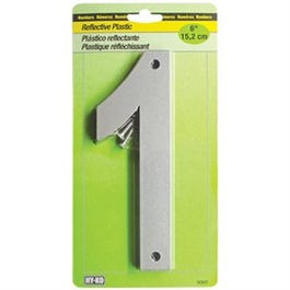 Address Number, Reflective Plastic, 6-In., "1"