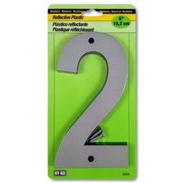 Address Number, Reflective Plastic, 6-In., "2"