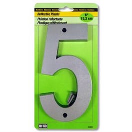 Address Number, Reflective Plastic, 6-In., "5"