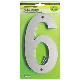 Address Number, Reflective Plastic, 6-In., "6"