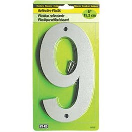 Address Number, Reflective Plastic, 6-In., "9"