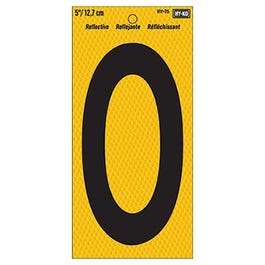 Address Number, Reflective Yellow & Black, 5-In., "0"
