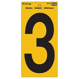 Address Number, Reflective Yellow & Black, 5-In., "3"