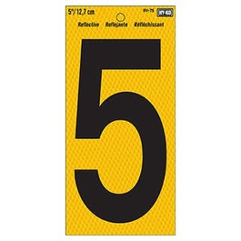 Address Number, Reflective Yellow & Black, 5-In., "5"