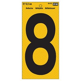 Address Number, Reflective Yellow & Black, 5-In., "8"
