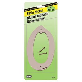 Address Number, Zinc With Satin Finish, 4-In., "0"