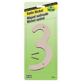 Address Number, Zinc With Satin Finish, 4-In., "3"
