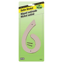 Address Number, Zinc With Satin Finish, 4-In., "6"