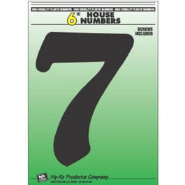 Address Numbers, "7", Black Plastic, Screw-In., 6-In.