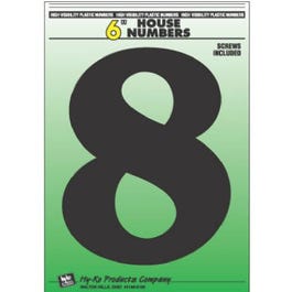 Address Numbers, "8", Black Plastic, Screw-In., 6-In.