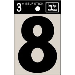 Address Numbers, "8", Black Vinyl, Adhesive, 3-In.