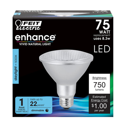 Feit Electric 8.3W (75W Replacement) Daylight (5000K) E26 Base PAR30 Short Neck Dimmable Enhance Reflector LED