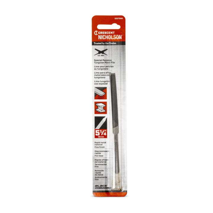 Crescent Nicholson 5-1/4" Double Cut Thin Rectangular Tungsten Point File Carded
