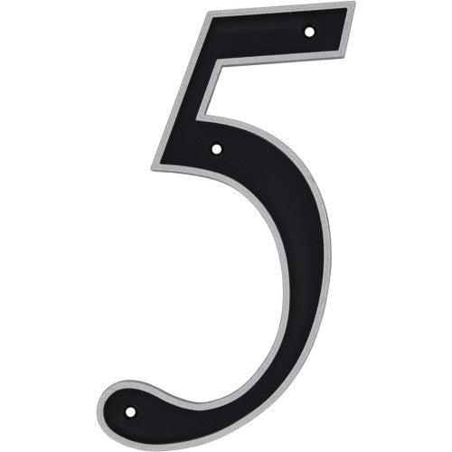 Hillman Black & Silver Reflective Plastic House Number 5