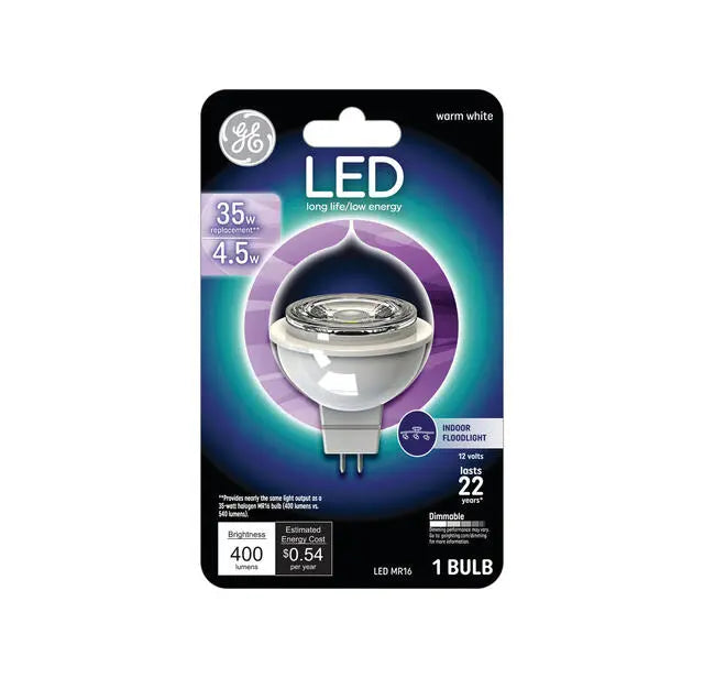 GE Classic LED 35 Watt Replacement, Warm White, MR16 Indoor Floodlight Bulb (1 Pack)