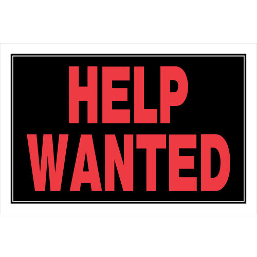 Hillman Help Wanted Sign Black and Red (8" x 12")