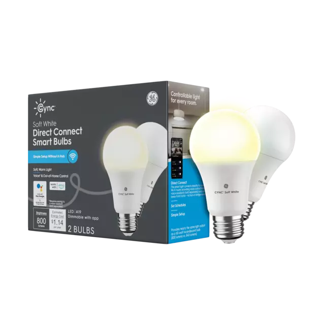 GE Lighting GE Cync A19 Smart LED Light Bulbs, Soft White WiFi Lights, Works with Alexa and Google Home