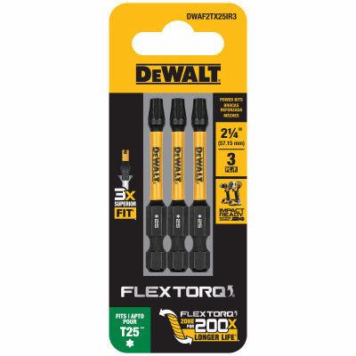 DeWalt FlexTorq T25 Torx Driver Bits Impact Ready 2.25" 3-Pk