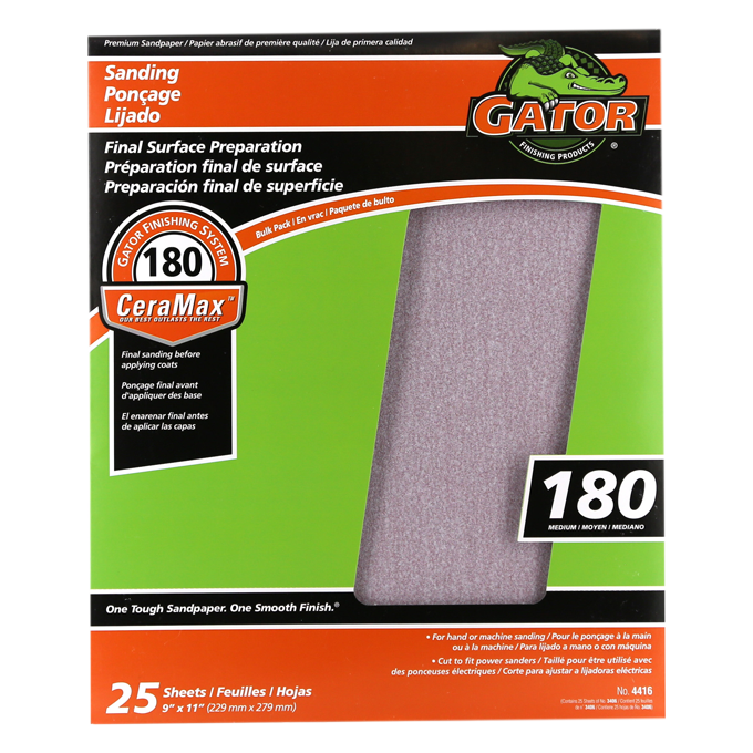 Gator Premium Ceramic Sandpaper Sanding Sheets 9" x 11"