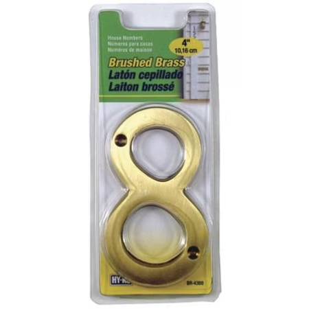 Hy-Ko Products 4" Brushed Brass Number 8