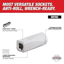 Milwaukee 1/2" Drive 9/16" SAE 6-Point Deep Socket with FOUR FLAT™ Sides