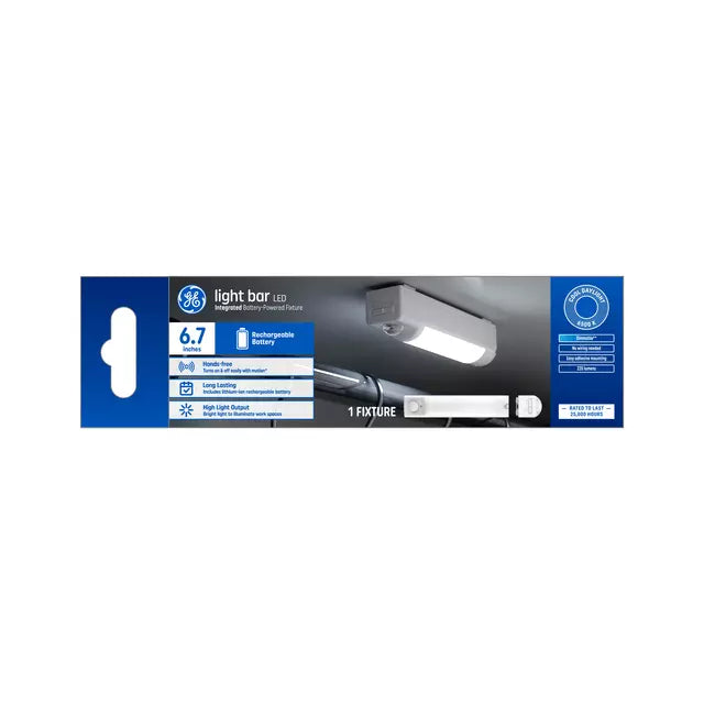 GE 6.7in Rechargeable Battery Powered Cool Daylight LED Fixture with Motion Sensor