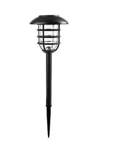 Fusion 2-Pack Black Metal Cage Bubble Glass Lens Solar Stake Lights