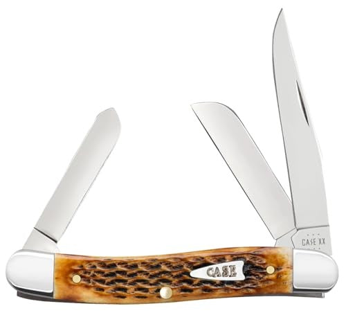 Case Burnt Amber Bone Rogers Corn Cob Jig Medium Stockman Stainless Pocket Knife