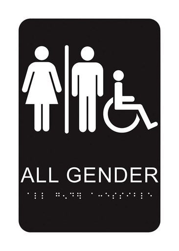 Hy-Ko DB-22 All Gender Restroom Braille Sign White/Black 6 x 9