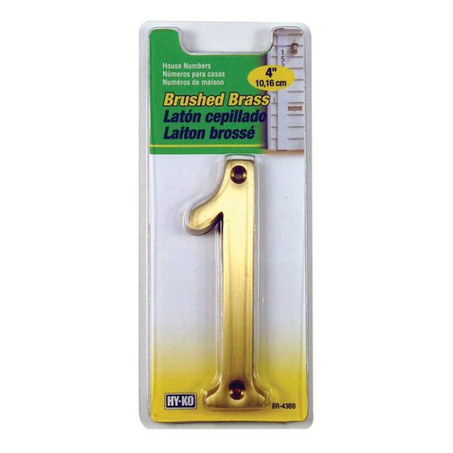 Hy-Ko Prestige Series Brushed Brass Metal House Number One 4"